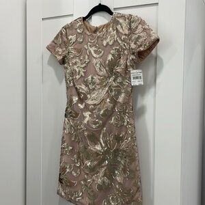 Dress the Population Gold Floral Mini Dress